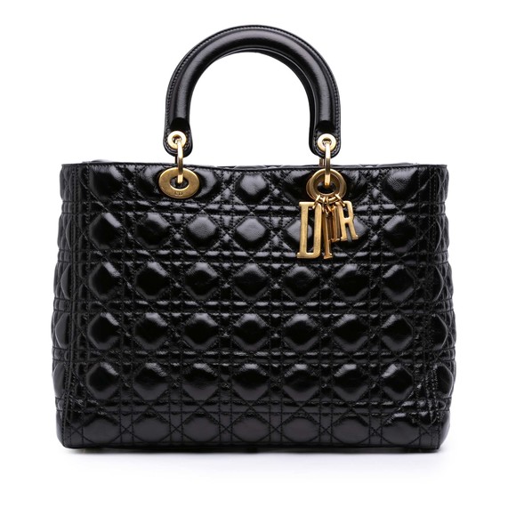 Pre-Loved Dior Large Crinkled Patent Cannage Lady Dior - Picture 1 of 10